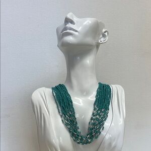 Chic Blue Teal Beaded Necklace